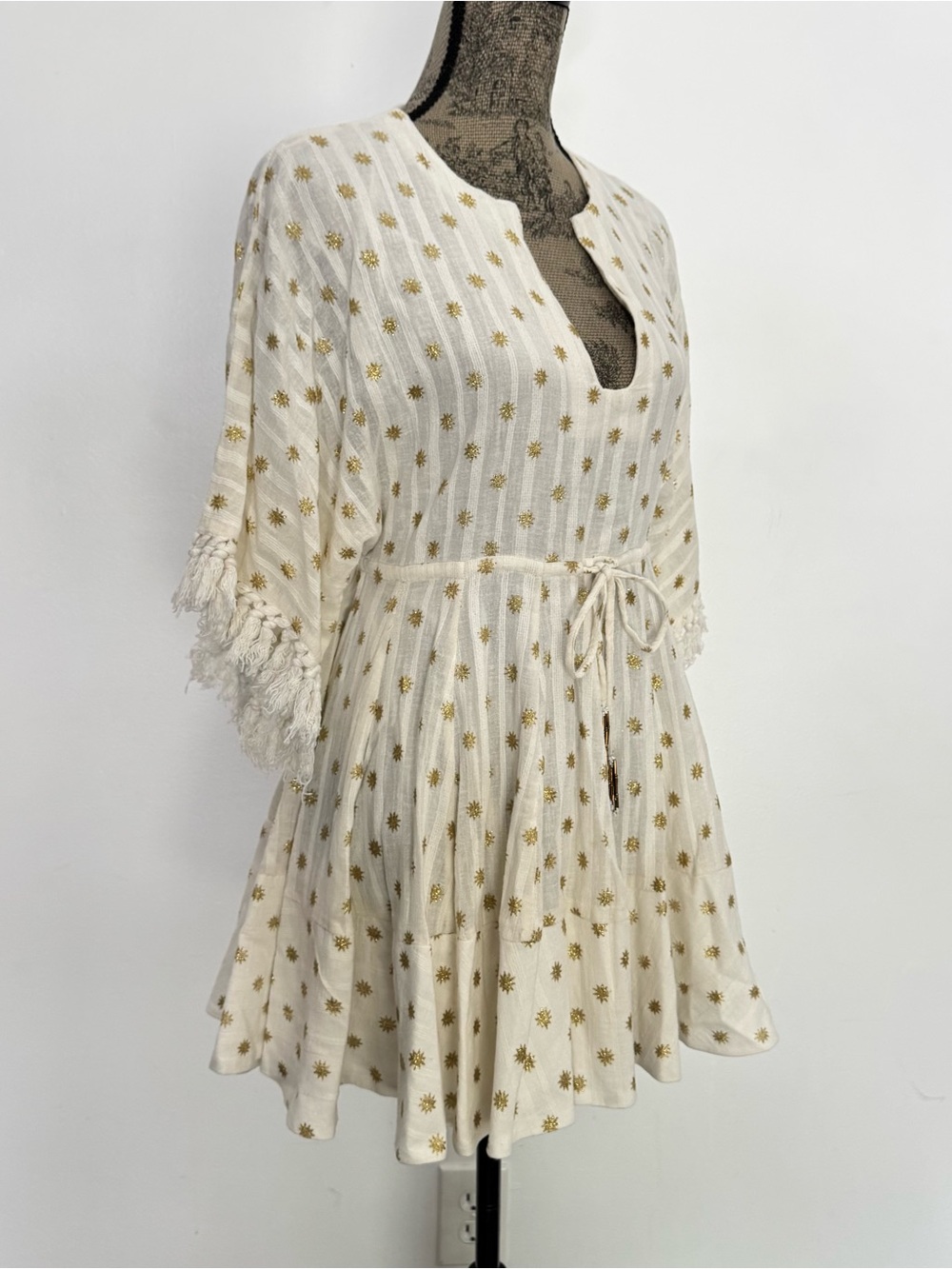 Revolve SUNDRESS Candy Dress Dubai Coconut Boho Beach Gold Star Mini Dress XS/S - Picture 7 of 16